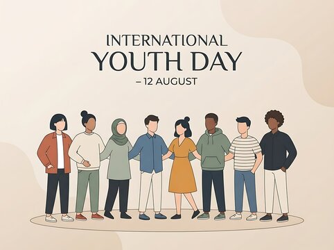 Diverse group of young people standing together for youth day
