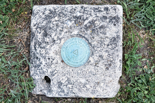 United States Coast and Geodetic Survey marker at Castle Hill Lighthouse, Newport, Rhode Island