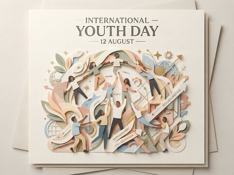 International youth day card with people illustration