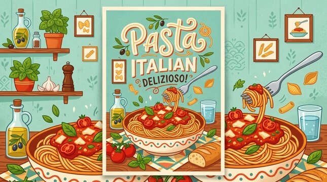 Delicious Italian Pasta Delizioso with Tomatoes and Basil
