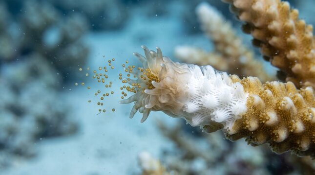 P&oacute;lipo de coral expulsando algas por calor