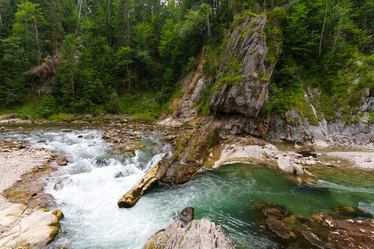 Wild Ammer Gorge River Near Scheibum in Bavaria Region of Germany