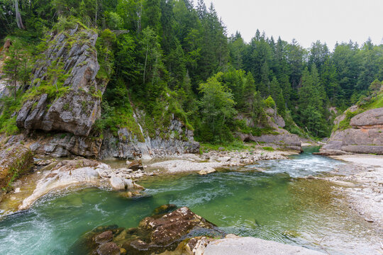 Beautiful Green Ammer River Flowing Through Scheibum Gorge Bavaria