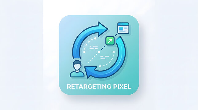 Retargeting pixel icon for digital marketing. Web tracking symbol for online advertising.