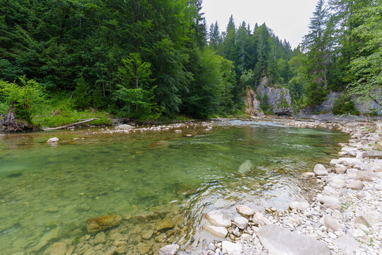 Clear River Flowing Through the Picturesque Ammer Gorge in Bavaria