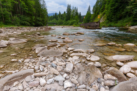 Ammer River Flowing Over Rocks in Ammer Gorge Scheibum Bavaria