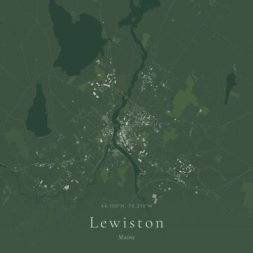 Sage Green Map of Lewiston, United States | Modern Scandinavian Wall Art