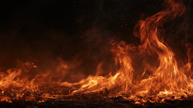 Growth and change shown through intense fire flames rising from glowing embers against a dark background with sparks and smoke