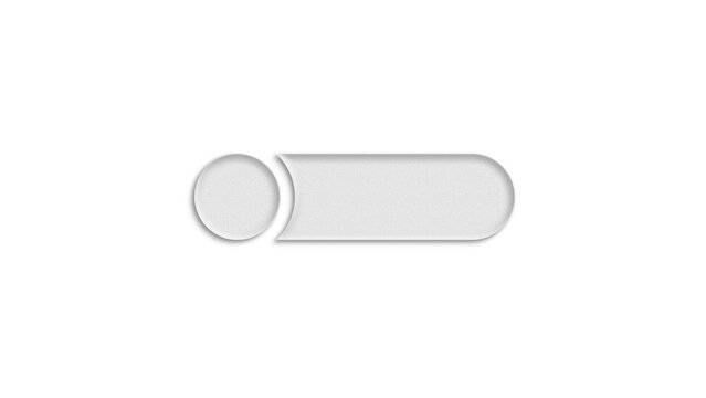 Neomorphic Toggle Button UI Element. White Minimalist 3D Graphic Icon for Modern App and Website Interface Design.
