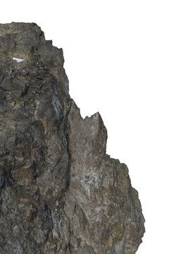 Rocky Cliff Cutout On White Background With Detailed Texture and 3D Rendering For Design