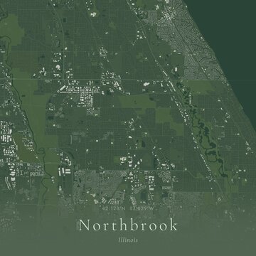 Sage Green Map of Northbrook, United States | Modern Scandinavian Wall Art