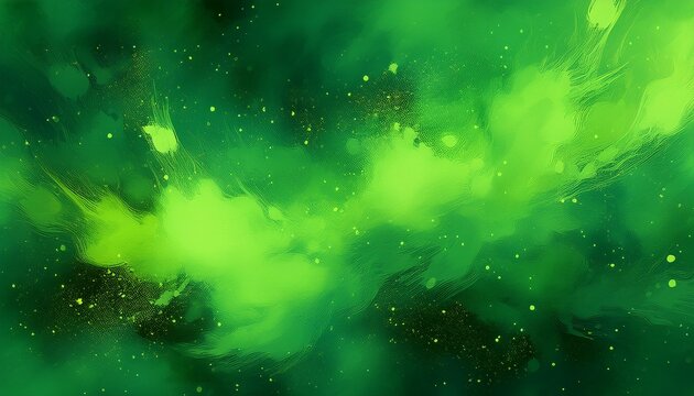 Bold Green Abstract Nebula Paint Splash Background Space Dust And Splatter Texture Template
