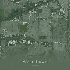 Obraz premium Sage Green Map of West Lawn, United States | Modern Scandinavian Wall Art