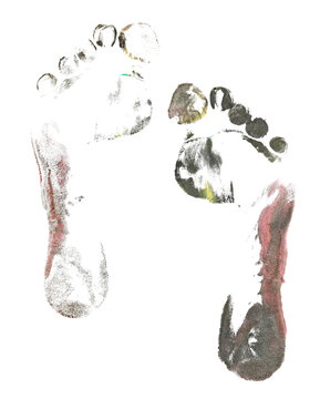 Colorful footprint isolated on white, clipping path