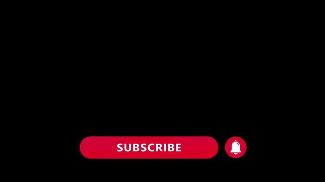 Animated subscribe button with notification bell overlay for you tube channel growth and social media engagement ,Interactive buttons. 4K Alpha Mov with transparent background