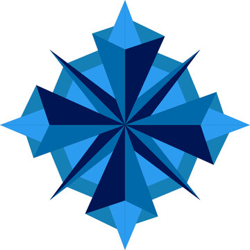Geometric Blue Wind Rose Compass Symbol Isolated Graphic Design