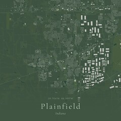 Obraz premium Sage Green Map of Plainfield, United States | Modern Scandinavian Wall Art