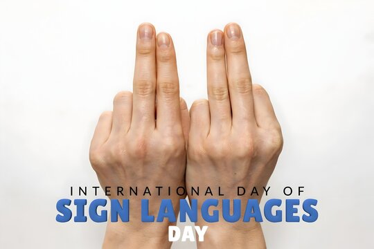 International day of sign languages hands making gestures on white background
