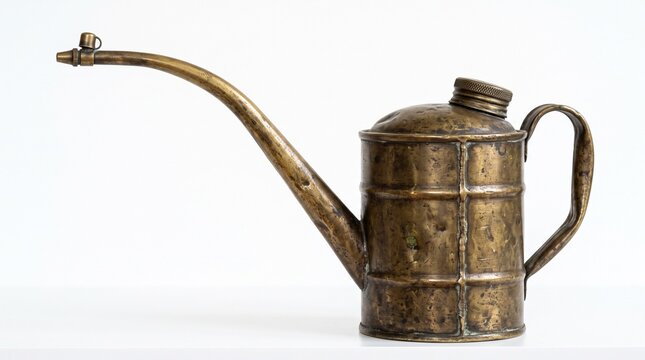 Antique Brass Watering Can with Long Spout and Handle