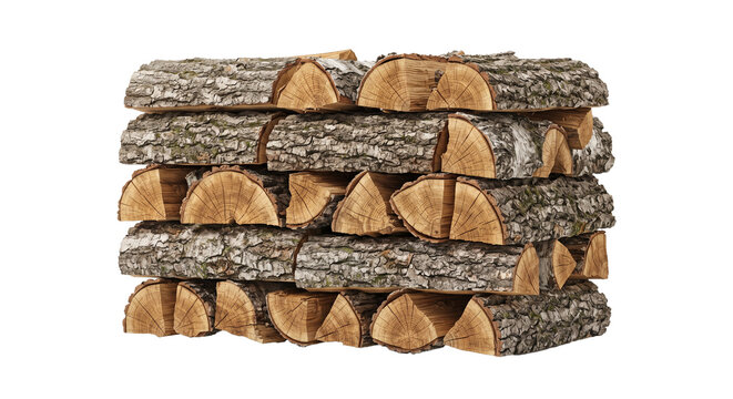 Stack of split firewood logs stack of firewood isolated on transparent background