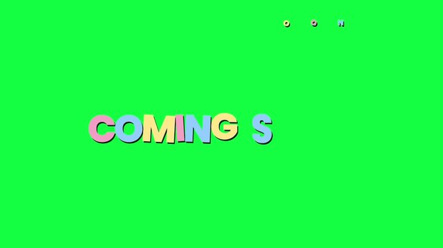 Colorful coming soon typography animation set against vibrant green