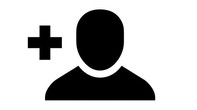 A black icon depicting a person silhouette with a plus sign next to it, signifying adding a new user or profile