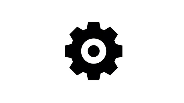 A black gear icon representing mechanical engineering or settings