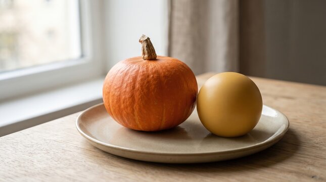 Close view of orange pumpkin with autumn texture
