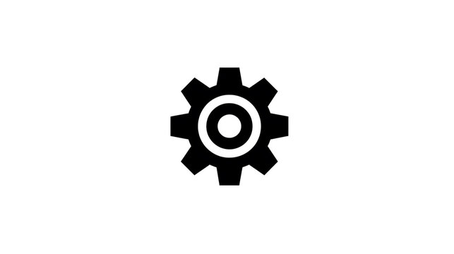 A cogwheel icon represents mechanics and industrial processes. The cog is black against a plain background