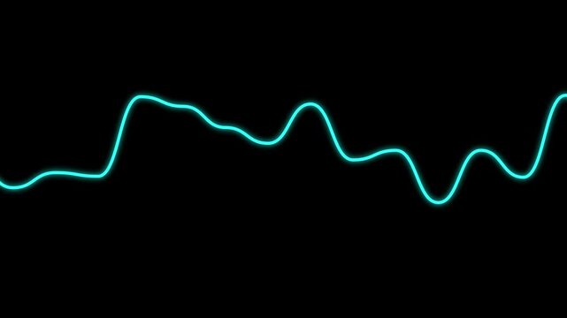 Abstract Animated Curved blue Line Wave on Black Background Seamless Loop