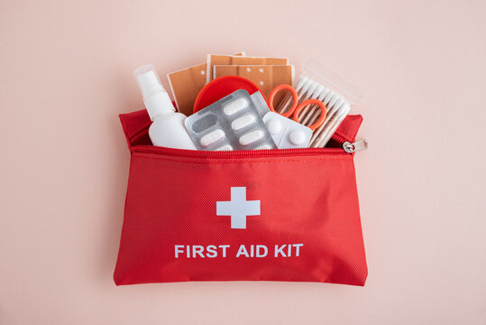 First aid kit with medical supplies