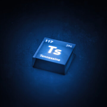 Chemical Element Tennessine Ts. Periodic Table 3D