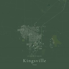 Obraz premium Sage Green Map of Kingsville, United States | Modern Scandinavian Wall Art