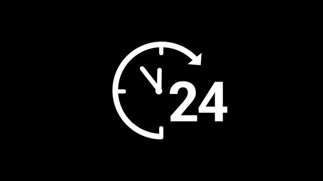 24 hours' time duration clock animation with countdown arrow
