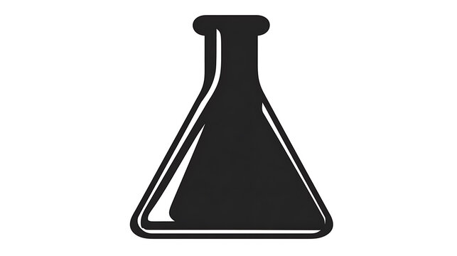 A black silhouette of an Erlenmeyer flask, a common laboratory tool, presented against a white background