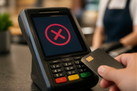Card payment declined at point of sale terminal in store