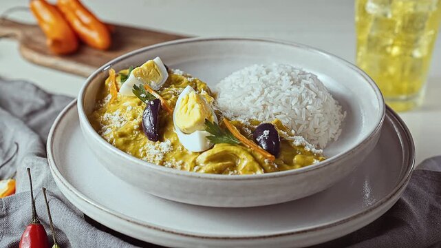 Authentic Peruvian Aj&iacute; de Gallina with Rice and Fresh Amarillo Peppers