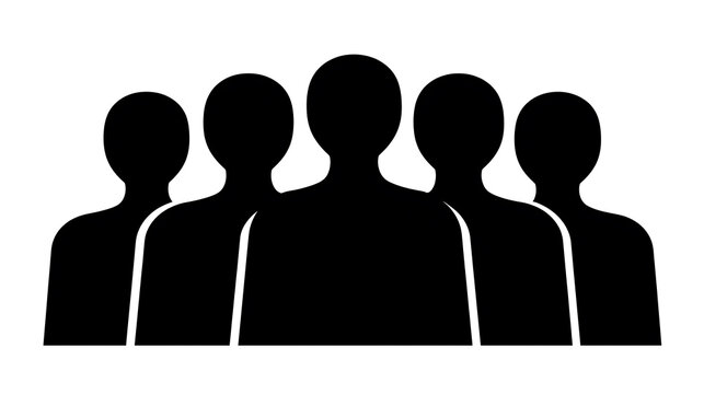A group of five silhouetted figures, representing a team or community