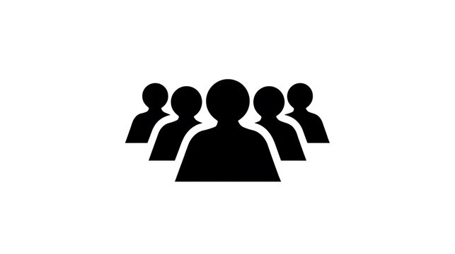 A group of five stylized human figures in silhouette, representing a team or a crowd