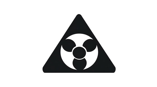 A radioactive symbol inside a triangle warning sign, indicating hazardous material. The symbol features a central circle with three radiating arcs.