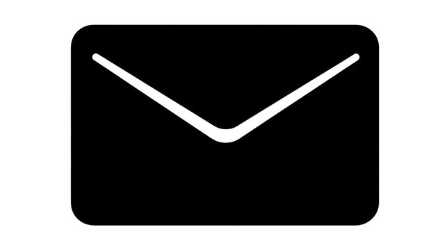A black icon of an envelope with a white V shape inside, representing mail or a message