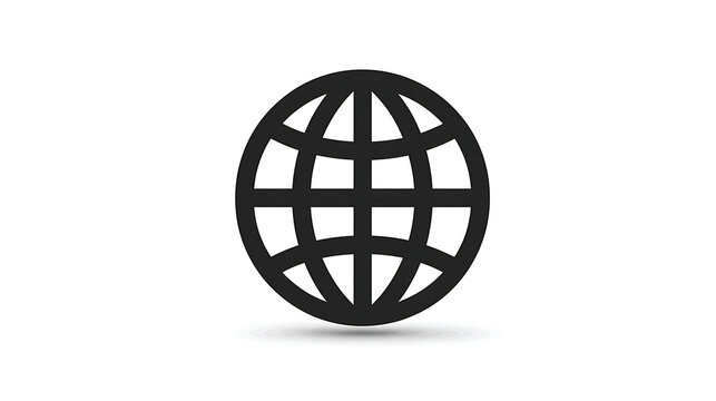 A simple black globe icon on a white background