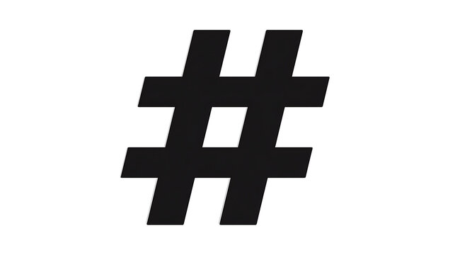 A black hash symbol displayed prominently on a white background. The symbol is bold and clear, making it easily recognizable