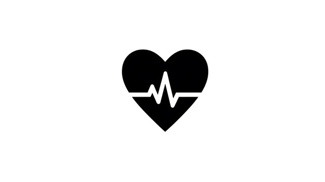 A black heart symbol with a cardiogram line inside, representing life and health