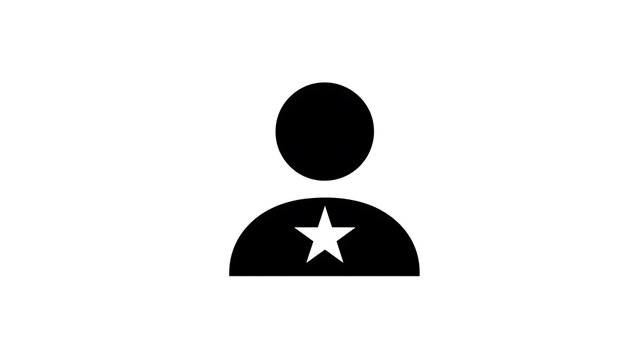 A simple, minimalistic icon representing a person with a star on their chest. It signifies a user profile or an avatar