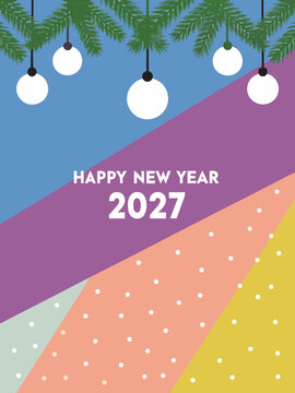 Colorful Happy New Year 2027 Greeting Card Vector Illustration
