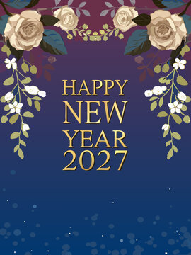 Happy New Year 2027 Floral Greeting Card Design
