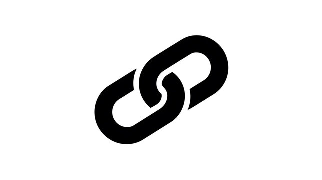 A simple black icon of two interlocking chain links on a white background