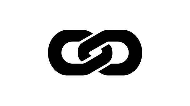 A black icon of two interlinked chain links, symbolizing connection and unity