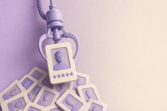 Profile cards in claw machine for social media selection